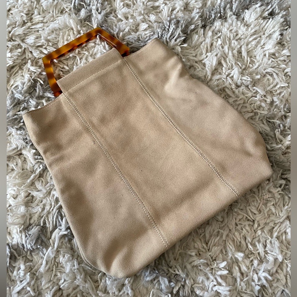 Suede Tortoise Handle Bag